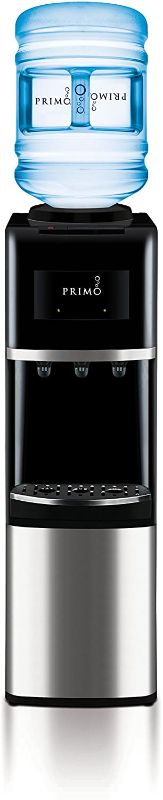 Photo 1 of Primo Top Loading Water Cooler - 3 Temperature Settings, Hot, Cold & Cool - Energy Star Rated Water Dispenser with Child-Resistant Safety Feature Supports 3 or 5 Gallon Water Jugs [Black w/Stainless]
