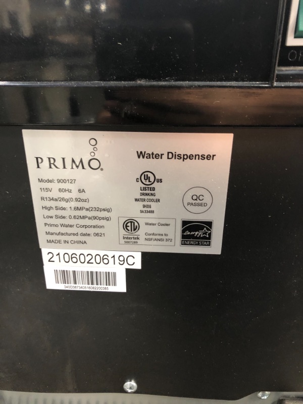 Photo 6 of Primo Top Loading Water Cooler - 3 Temperature Settings, Hot, Cold & Cool - Energy Star Rated Water Dispenser with Child-Resistant Safety Feature Supports 3 or 5 Gallon Water Jugs [Black w/Stainless]
