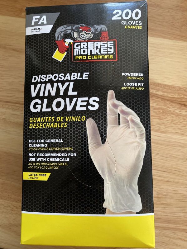 Photo 1 of 1000 Ct DISPOSABLE VINYL GLOVES GREASE MONKEY PRO CLEANING ~ LOOSE FIT POWDERED
