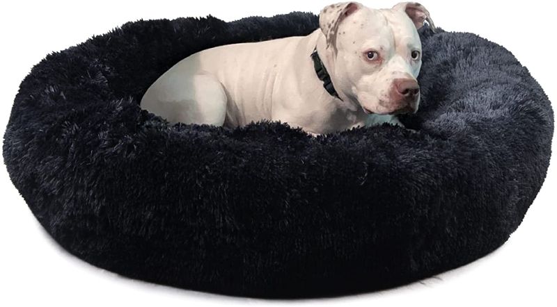 Photo 1 of 
Small Dog Bed Calming Dogs Bed for Small Medium Large Dogs Anti-Anxiety Puppy Bed Machine Washable Warming Cozy Soft Pet Round Bed Fits up to 10-100 lbs
Size:Medium (Pack of 1)
Color:Black