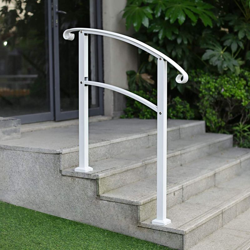 Photo 1 of 
3 Step Handrail,Mattle Wrought Iron Handrail 1 or 3 Step,Stair Rail with Installation Kit, Hand Rails for Outdoor Steps,White