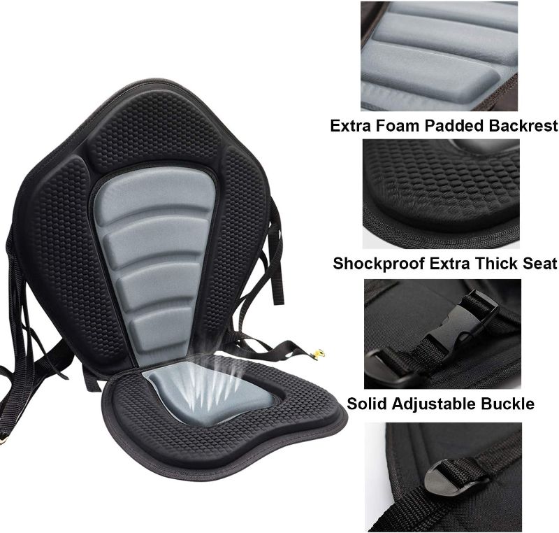 Photo 1 of  Kayak Seat Deluxe Padded Canoe Backrest Seat Sit On Top Cushioned Back Support SUP Paddle Board Seat