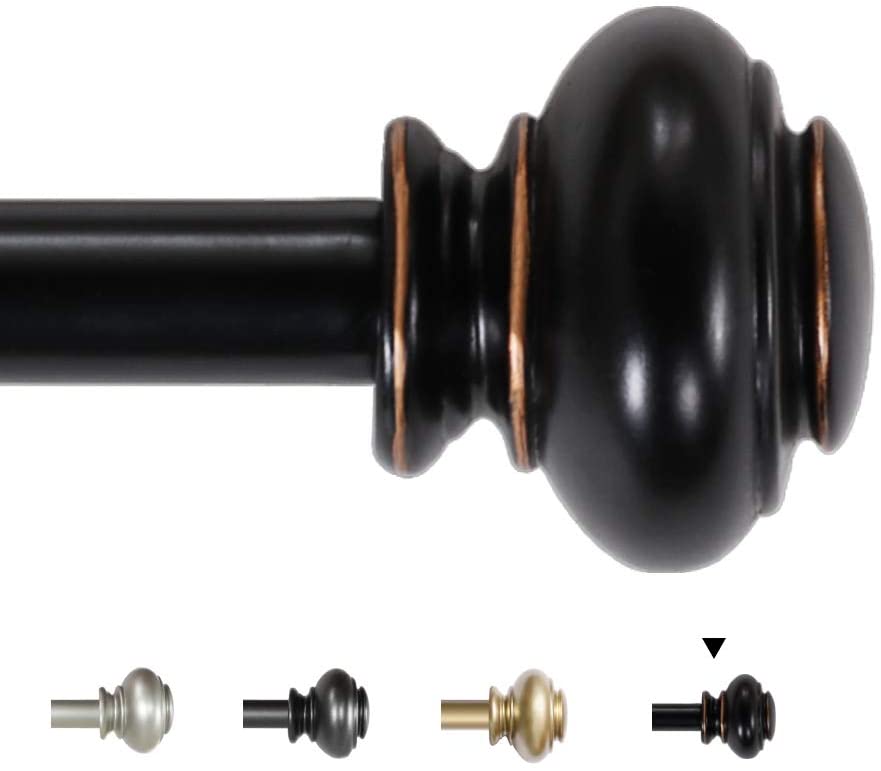 Photo 1 of 
H.VERSAILTEX Window Curtain Rods for Windows 48 to 84 Inches Adjustable Decorative 3/4 Inch Diameter Single Window Curtain Rod Set with Classic Finials,...
Size:48"-84"
Color:Black