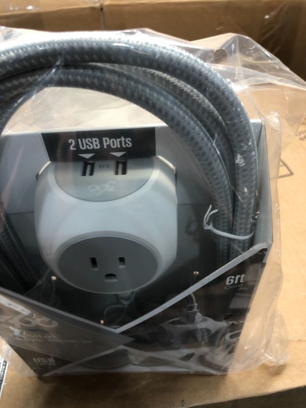 Photo 1 of 360 Electrical 6 Feet Braided Cord USB Grey 360470-8CA4ESC1