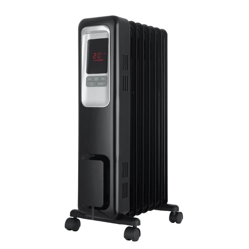 Photo 1 of *Missing wheels and remote*
1,500-Watt Digital Electric Oil-Filled Radiant Portable Space Heater, Black