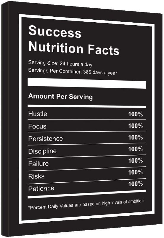 Photo 1 of 
Success Nutrition Facts Canvas Art -Motivational Inspirational Entrepreneur Quotes Poster Print -Modern Picture Painting Framed for Living Room Office Wall...
Color:Success Nutrition Facts
Size:12" x 16"