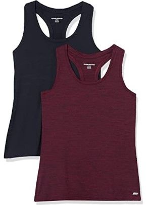 Photo 1 of Amazon Essentials Women's 2-Pack Tech Stretch Racerback Tank Top MEDIUM