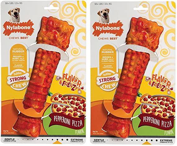 Photo 1 of 
Nylabone (2 Pack) Frenzy Giant Pepperoni Pizza Flavor Dog Chew Toy, for Dogs Up to 50 Pounds