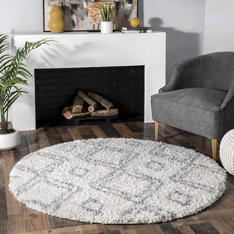 Photo 1 of 
nuLOOM Iola Soft & Plush Shag Area Rug, 4' Round, White
Size:4' Round
Color:White