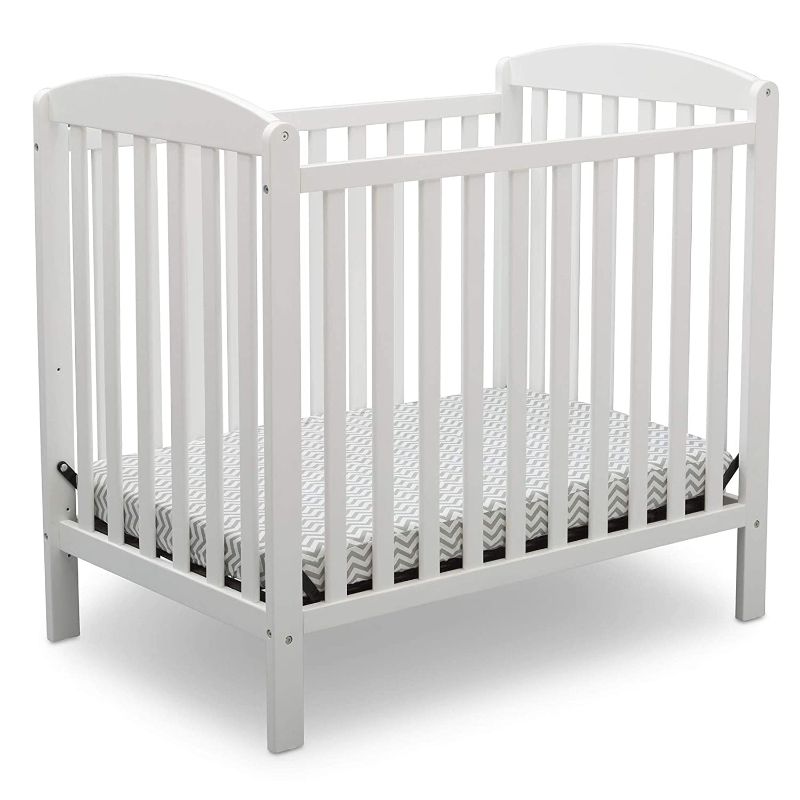 Photo 1 of Delta Children Emery Mini Convertible Baby Crib with 2.75-inch Mattress, Bianca White
