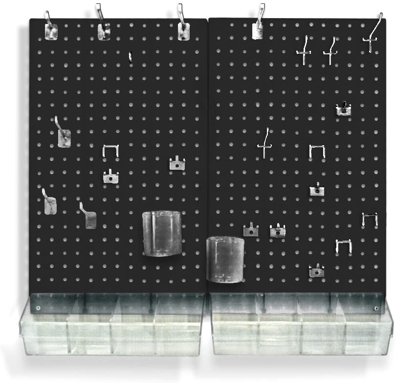 Photo 1 of Azar Displays 900945-BLK The DIY Multi-purpose 70-piece Pegboard Wall Organizer Kit with Two Panels and Accessory Assortment, Panel Sizes: 13.5” W x 22” H...
INCOMPLETE SET: MISSING 1 PEGBOARD