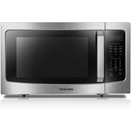 Photo 1 of Toshiba ML-EC42P(SS) Microwave Oven with Healthy Air Fry, Smart Sensor, Easy-to-Clean Stainless Steel Interior and ECO Mode, 1.5 Cu.ft...***DAMAGED***, ***DOOR IS SHATTERED***