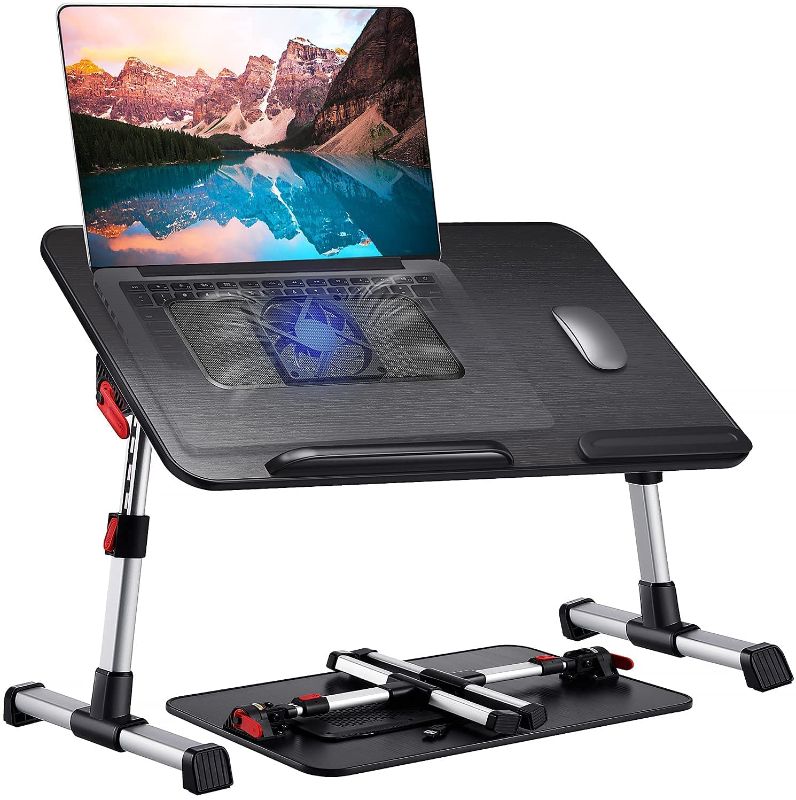 Photo 1 of Laptop Desk for Bed, Gimars Folding Adjustable 4 Levels 5 Heights Laptop Bed Tray Table, Portable Laptop Stand for Bed with Cooling Fan for Sofa Couch Floor Reading Writing, Fits for 17" Laptop
MISSING RUBBER PIECES.