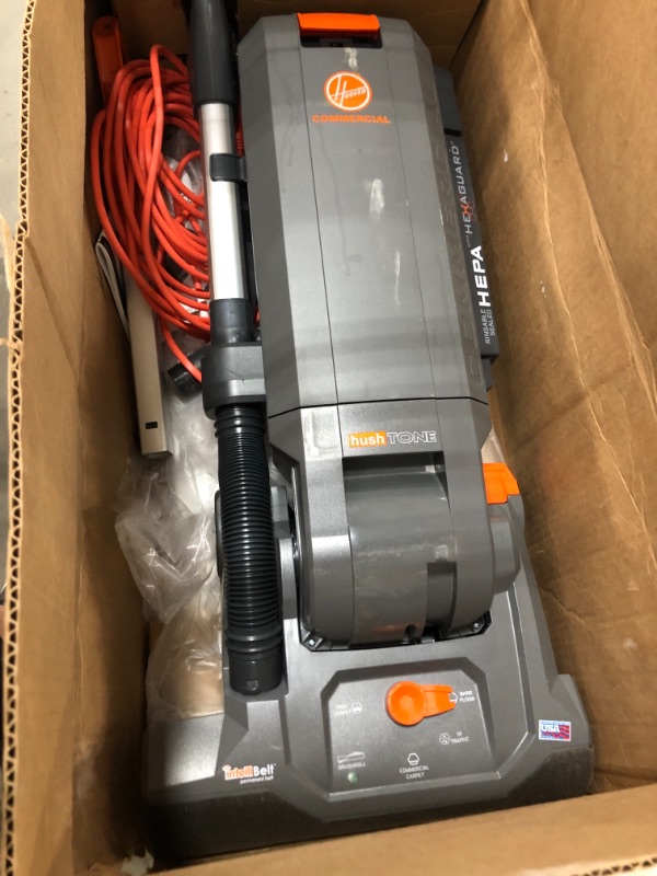 Photo 2 of Hoover Commercial CH54115 HushTone 10 Amp 15 in. Vacuum Cleaner with Intellibelt - Orange/Gray