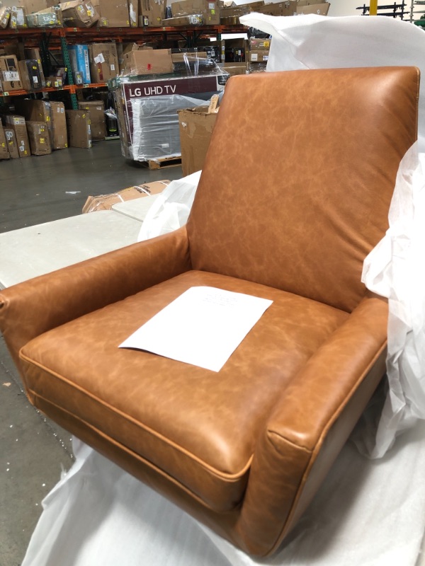 Photo 2 of Amazon Brand – Rivet Jamie Leather Mid-Century Modern Low Arm Accent Chair, 31"W, Cognac
