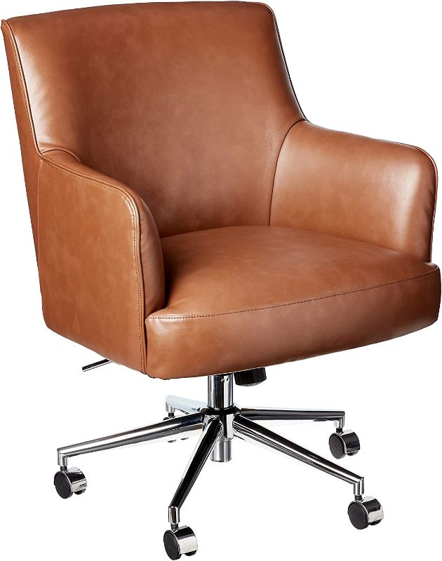 Photo 1 of 
Amazon Brand – Rivet Vegan Leather Adjustable Home Office Chair, 22.8" W, Saddle Brown