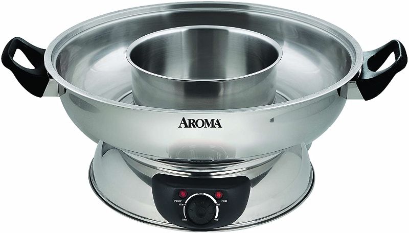 Photo 1 of Aroma Stainless Steel Hot Pot, Silver (ASP-600)
