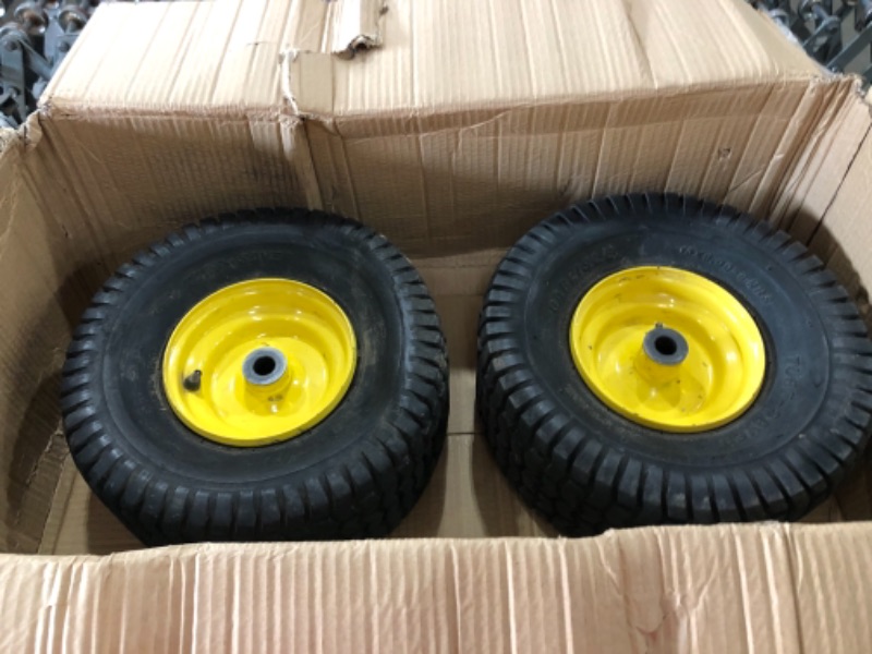 Photo 3 of MARASTAR 15x6.00-6 Front Tire Assembly Replacement for John Deere Riding Mowers - Turf Saver Tread