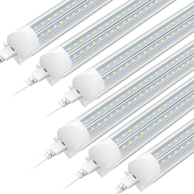 Photo 1 of 12 Pack 8FT LED Shop Light Fixture, 72W 9360LM, 6000K Cool White, V Shape, T8 Integrated Strip Cooler Lights, Clear Cover, Linkable, High Output Tube Bulbs for Garage, Workshop, Workbench
