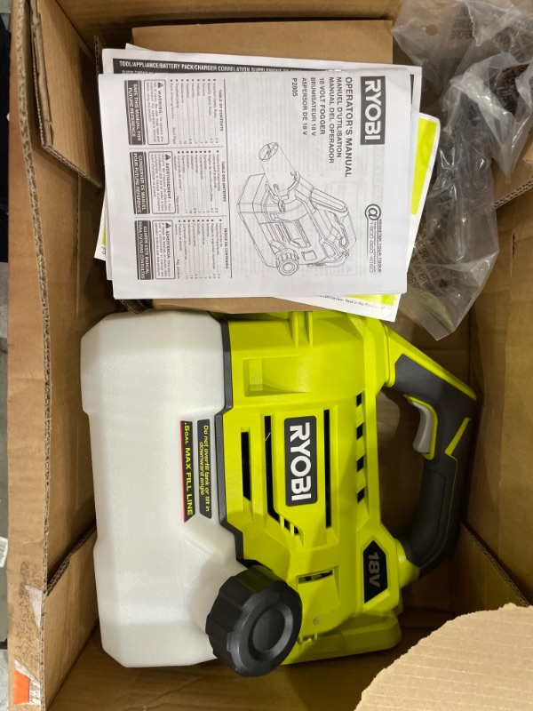 Photo 2 of Ryobi One+ 18-Volt Lithium-Ion Cordless Fogger/Mister - Battery and - Black (tool only)