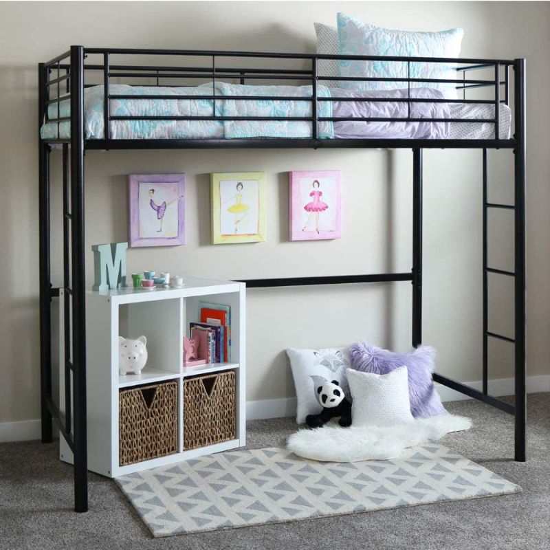 Photo 1 of  Metal Twin over Loft Bunk Bed, Twin Size, Black