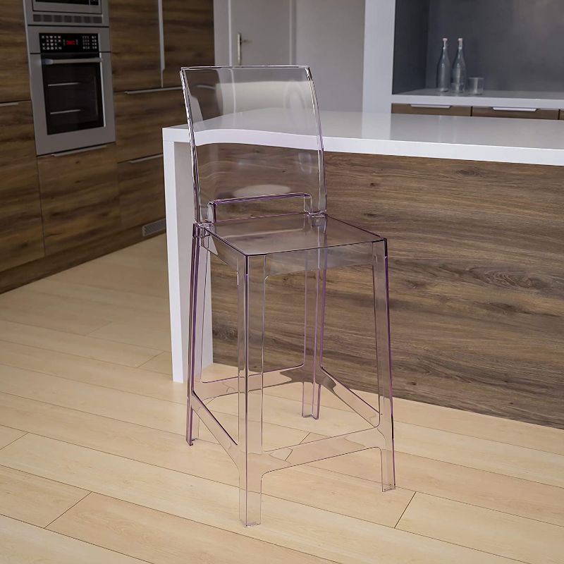 Photo 1 of 2-pack Flash Furniture Ghost Counter Stool with Square Back in Transparent Crystal