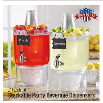 Photo 1 of  2 Pack Cold Beverage Drink Dispenser Stackable 1.75 Gallon