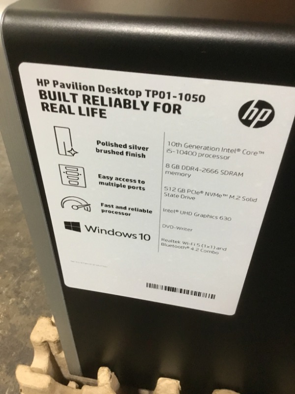 Photo 11 of HP Pavilion Desktop, 10th Gen Intel Core i5-10400 Processor, 8 GB RAM, 512 GB SSD, Windows 10 Home (TP01-1050, Silver)