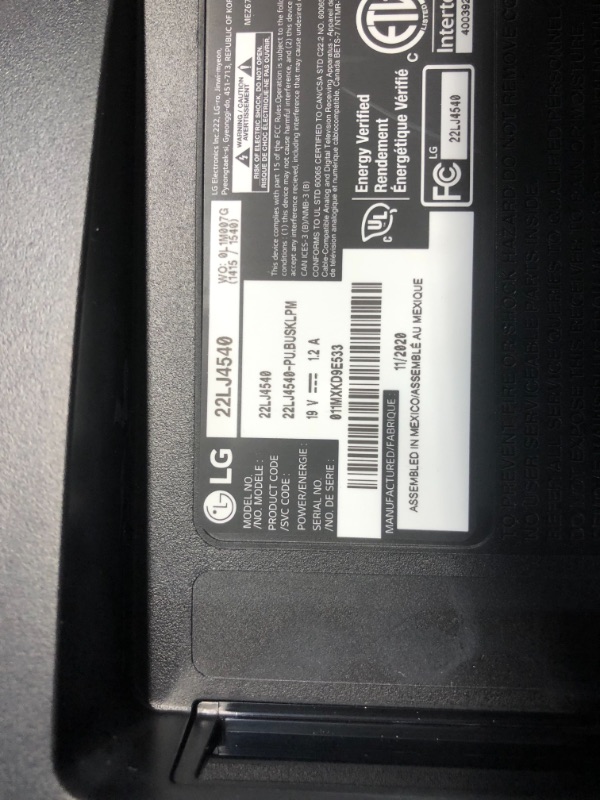 Photo 1 of Lg Lj4540 22" HD LED LCD TV
