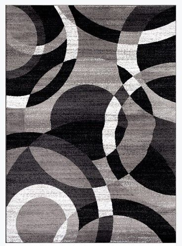 Photo 1 of ALPINE COLLECTION 105 Grey- Contemporary Modern Circles Gray Area Rug Abstract 5' 3" X 7' 3"
