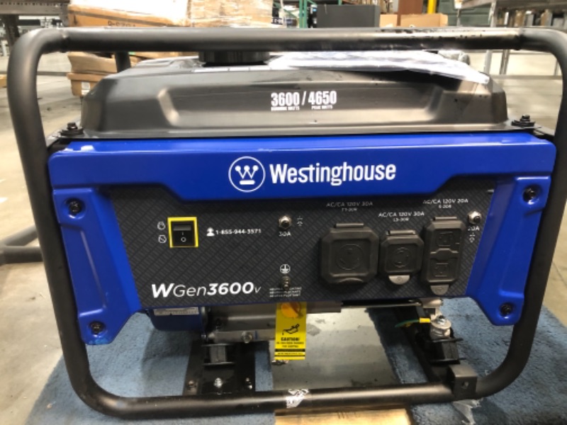 Photo 4 of Westinghouse Outdoor Power Equipment WGen3600v Portable Generator 3600 Rated and 4650 Peak Watts, RV Ready, Gas Powered, CARB Compliant