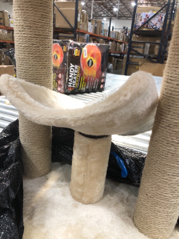 Photo 3 of **SIMILAR TO STOCK PHOTO***
2-Tier Cat Scratching Post w Carpeted Bed and Cradle Perch (Brown)
