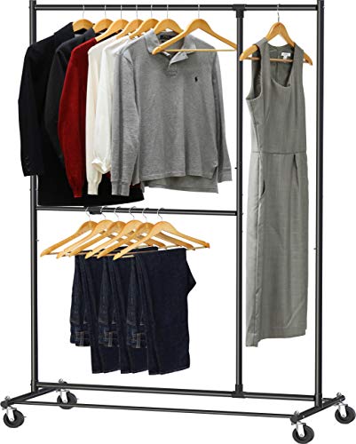 Photo 1 of SimpleHouseware Dual Bar Adjustable Garment Rack, Black, 72-inch Height
