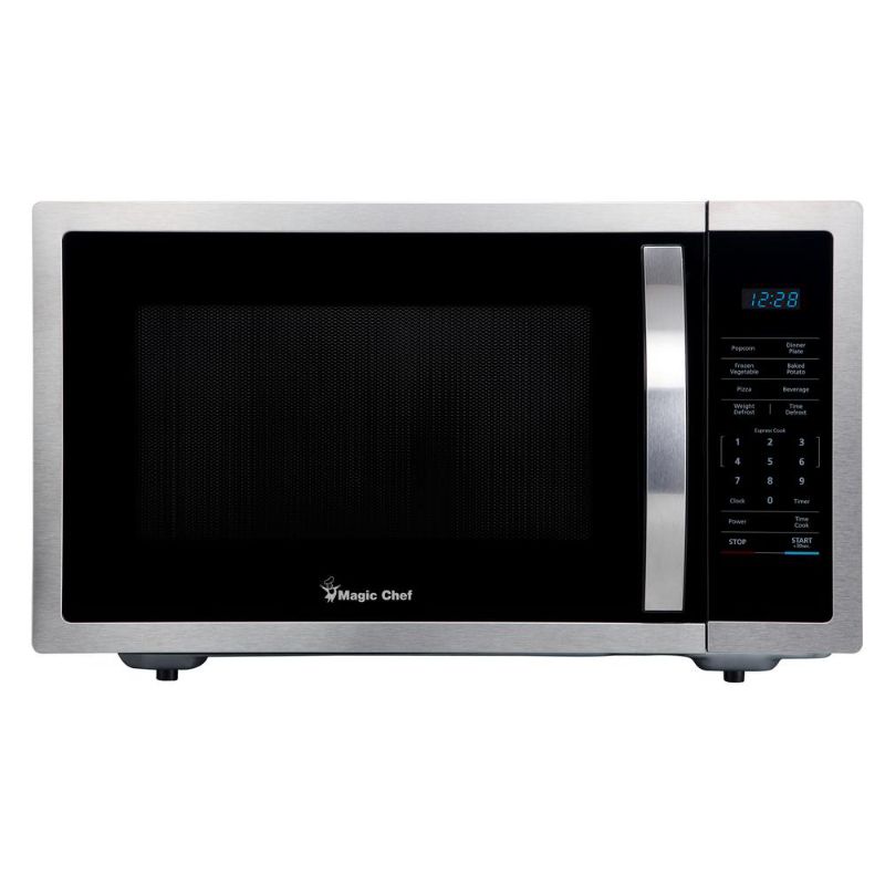 Photo 1 of **does not turn on** Magic Chef 1.6 Cu. Ft. Countertop Microwave in Stainless Steel with Gray Cavity, Silver