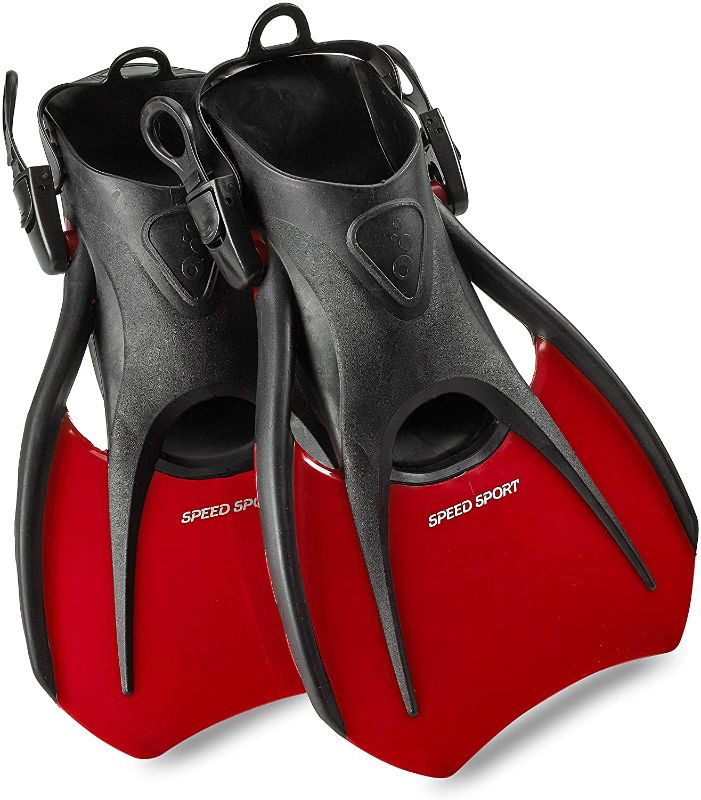 Photo 1 of Phantom Aquatics Snorkel Fins, Swim Fins Travel Size Short Adjustable for Snorkeling Diving Adult Men Women Kids Open Heel Swimming Flippers MENS 7-10 SIZE