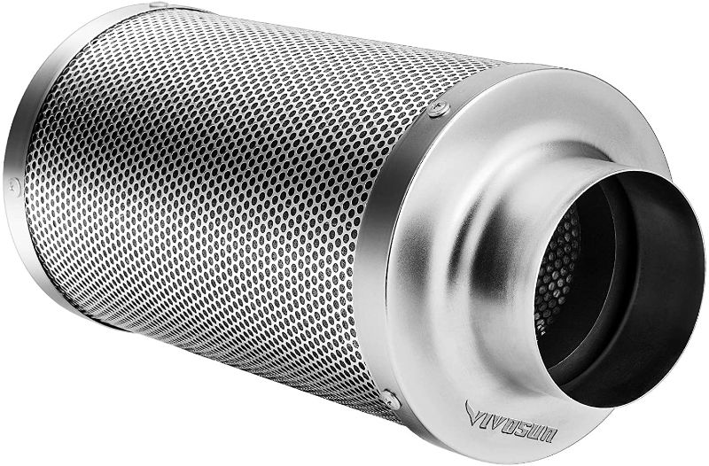 Photo 1 of VIVOSUN 6 Inch Air Carbon Filter Smelliness Control with Australia Virgin Charcoal for Inline Duct Fan, Grow Tent, Pre-Filter Included, Reversible Flange 6"x 18"

