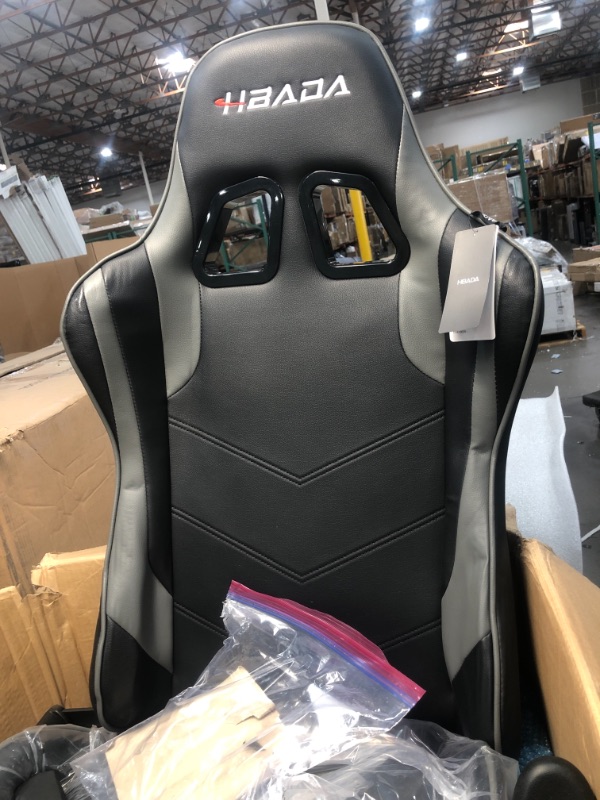 Photo 1 of Hbada Gaming Chair Ergonomic Racing Chair High-Back Computer Chair with Height Adjustment Headrest and Lumbar Support E-Sports Swivel Chair, Grey and Black
*PREVIOUSLY OPENED*
*HARDWARE MISSING*