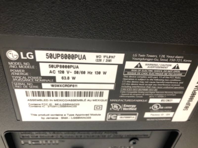 Photo 1 of LG 50UP8000PUA Alexa Built-in 50" 4K Smart UHD TV (2021)
**SCREEN TURNS ON BUT IS DAMAGED** DISPLAY IS DAMAGED