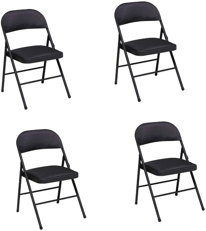 Photo 1 of Black Fabric Seat and Back Folding Chair (4-Pack)
*ONE CHAIR MISSING*