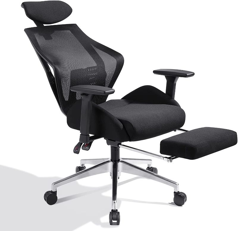 Photo 1 of DEVAISE Ergonomics Recliner Office Chair, High Back Mesh Computer Desk Chair with 3D Armrest Adjustable Headrest Lumbar and Footrest Support
