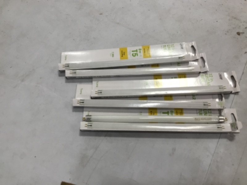 Photo 2 of 3927480 8W T5 12 in. Soft White Fluorescent Bulb, Linear
($6.30 x 5)