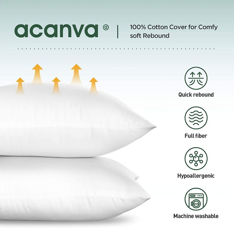 Photo 2 of Acanva Throw Pillow Inserts Decorative Stuffer Soft Hypoallergenic Polyester Couch Square Form Euro Sham Cushion Filler, 20"-4P, White 2 Count
