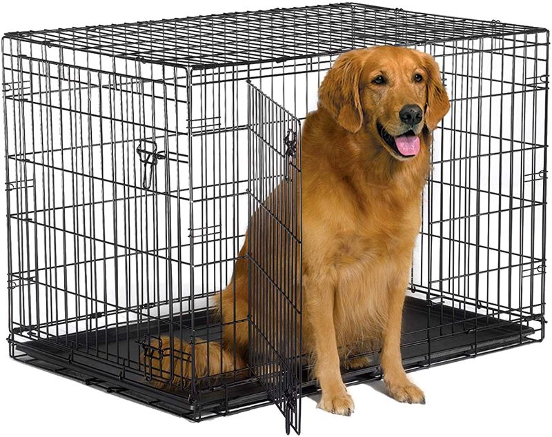 Photo 1 of 42" New World Pet Products Folding Metal Dog Crate; Single Door & Double Door Dog Crates
PREVIOUSLY OPENED, SLIGHTLY BENT REFER TO PHOTO.