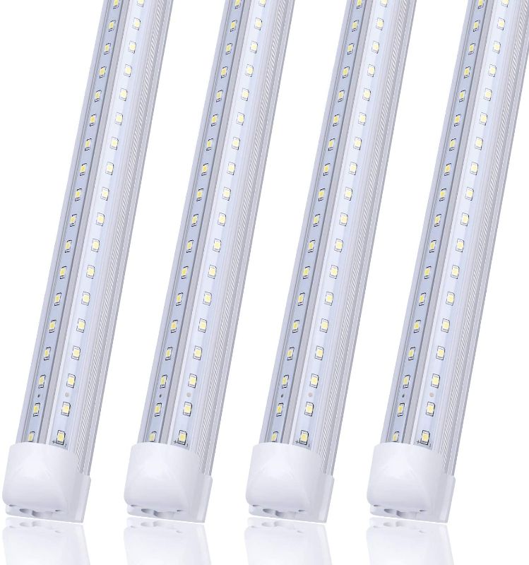 Photo 1 of 8FT Integrated LED Tube Light V Shape 72W (150W Fluorescent Equivalent), Works without T8 Ballast, Plug and Play, Clear Lens Cover, Cold White 6000K Pack of 6
