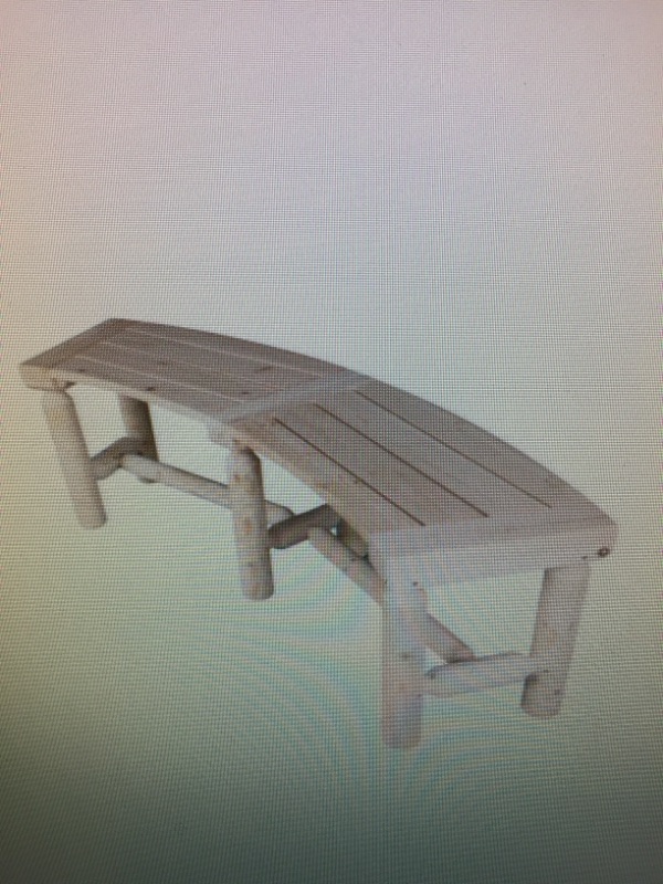 Photo 1 of 3 ft. Cedar/Fir Wood Outdoor Wooden Curved Bench Rustic Style Log for Patio Garden Deck and Backyard, Natural
