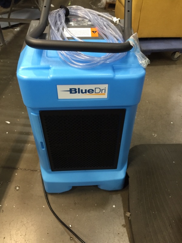 Photo 1 of BlueDri BD-130P 225PPD Industrial Commercial Dehumidifier with Hose for Basements in Homes and Job Sites, Blue