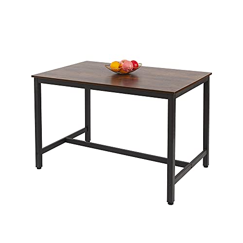 Photo 1 of AZL1 Life Concept 4 People, Kitchen Table, Heavy Duty Metal Frame, Industrial Style, for Living, Dining Room, Rustic Brown 1
