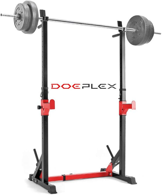 Photo 1 of Doeplex [2021 Upgrade] Multi-Function Adjustable Squat Rack Exercise Stand - 550-Pound Capacity (Black/Red)
