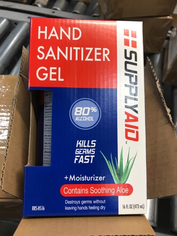 Photo 1 of SupplyAID 80% Alcohol Hand Sanitizer Gel W/Soothing Aloe FDA # 74035-1051-5, 16 Fl Oz, Pack of 4