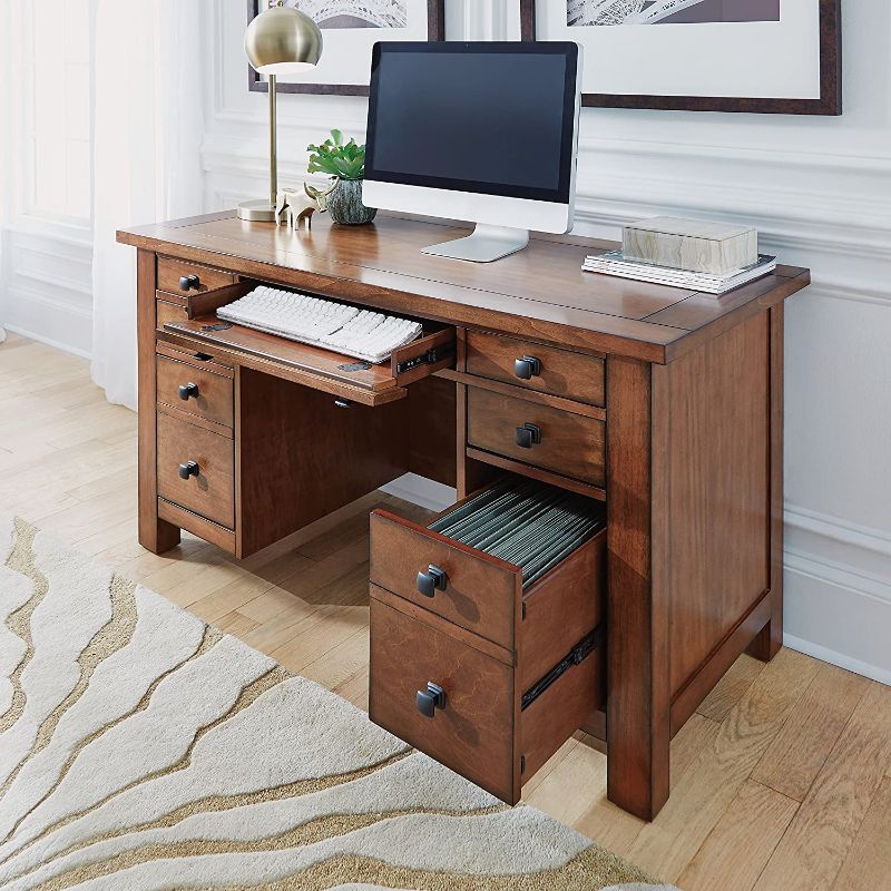 Photo 1 of incomplete - box 2 of 2- Aged Maple Executive Pedestal Desk by Home Styles
